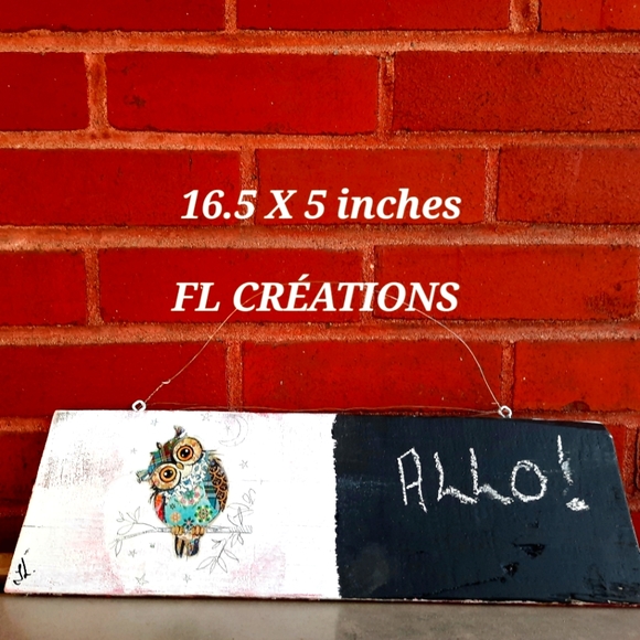 Hand Crafted Other - SALE-Wall mount chalk board, notes, cute owl on relaimed wood, wall mixmedia art